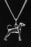 MOOYE ® - Collectie Zilveren Dwergpincher oren ongecoupeerd met staart ketting hanger - groot