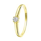 Lucardi Dames Ring gold bezet met zirkonia van Swarovski 3,5mm - Ring - Cadeau - Echt Zilver - Goudkleurig