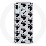 Maniacase Hoesje voor Samsung Galaxy A40 Zwarte hartjes achtergrond