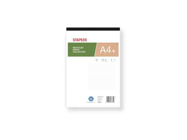 Staples Schrijfblok A4+ Gelinieerd Gerecycled
