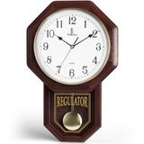 Vintage wandklok voor woonkamerdecoratie, werkt op batterijen, woonkamerklok, stil, grote houten klok, slinger, wandklok voor thuis en op kantoor, decoratieve grootvaderklok voor cadeau en decoratie