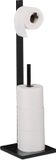 Merkloos Relaxdays toiletrolhouder - met reserverolhouder - zonder boren - bamboe - zwart