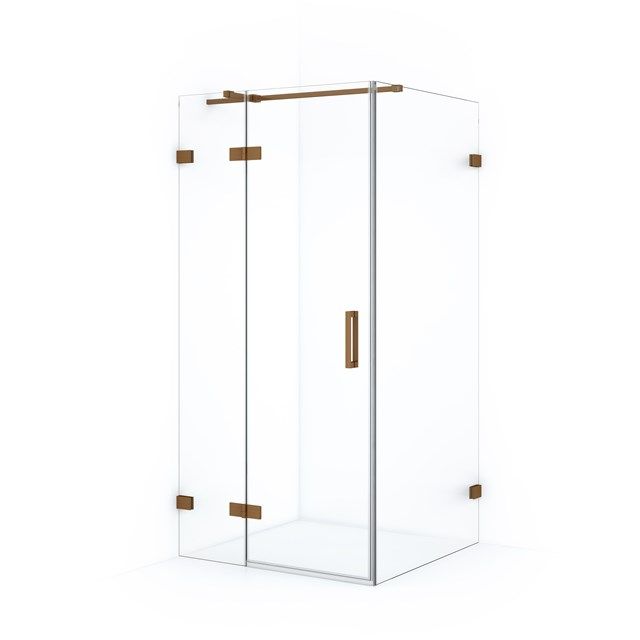 Maxaro Douchecabine Diamond 100x100cm 8mm Helder Veiligheidsglas Koper met Draaideur