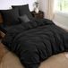 TRANKIELO® - Ensemble de literie 240x220 cm + drap-housse 160x200 cm - Microfibre, 4 pièces, noir