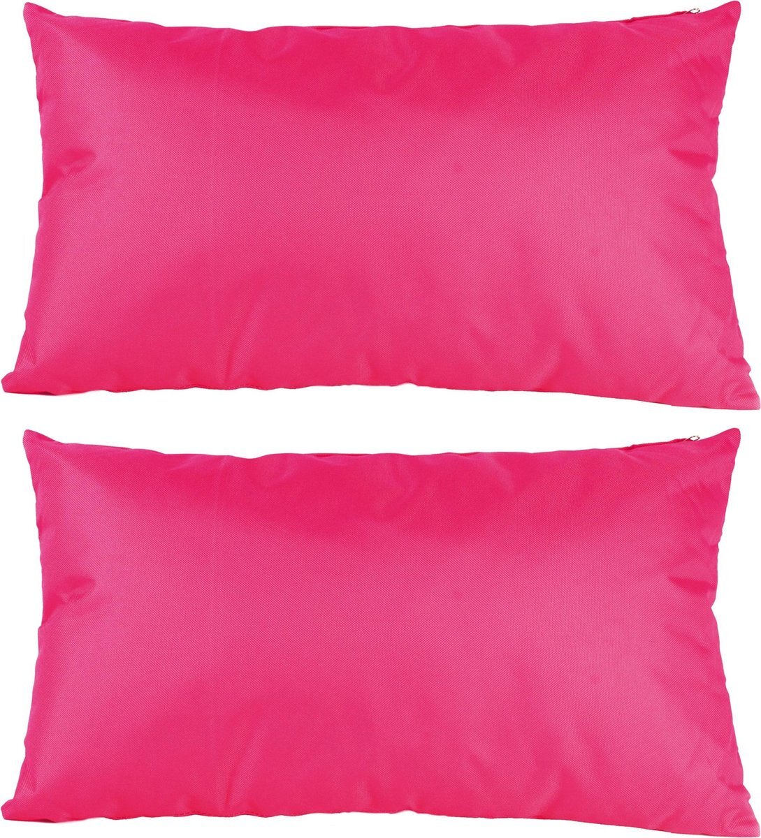 Anna's Collection 2x Bank/sier kussens voor binnen en buiten in de kleur fuchsia roze 30 x 50 cm - Tuin/huis kussens