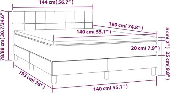 vidaXL Boxspring met matras stof blauw 140x190 cm