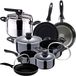 8-delige Porto 8-delige pannenset Porto, 3 pannen 16/20/24 Navy Black en snelkookpan 5 liter