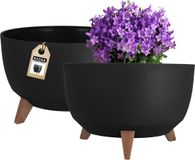 KADAX Bloempot van kunststof met drie insteeksteunen, ronde bloemenschaal, plantenbak, bloembak, plantenbak voor balkon, woonkamer, diameter 39,5 cm, zwart