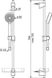 Hansa Hansabasicjet douchegarnituur douchestang 720 mm handdouche 1 jet D95 mm met zeepschaal doucheslang 1750 mm verchroomd