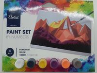 Artist Peinture par numéro - 6 couleurs peinture acrylique, pinceau et 1 toile peinture - set de peinture par numéros Montagne
