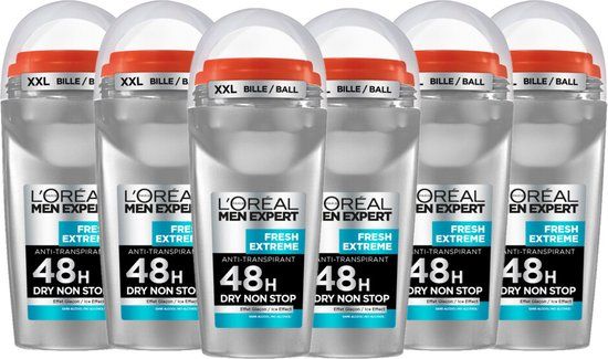 L'Oréal Paris Men Expert Fresh Extreme Deodorant Roller - 6 x 50ml - Voordeelverpakking
