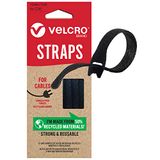 VELCRO Merk | Eco herbruikbare bandjes in één wikkel | Herbruikbare, flexibele en veelzijdige riemen voor thuisverbetering | zwart | 10 mm x 13 cm | set van 6