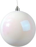 Decoris Kerstbal - wit parelmoer - groot - 14 cm - kunststof - glans