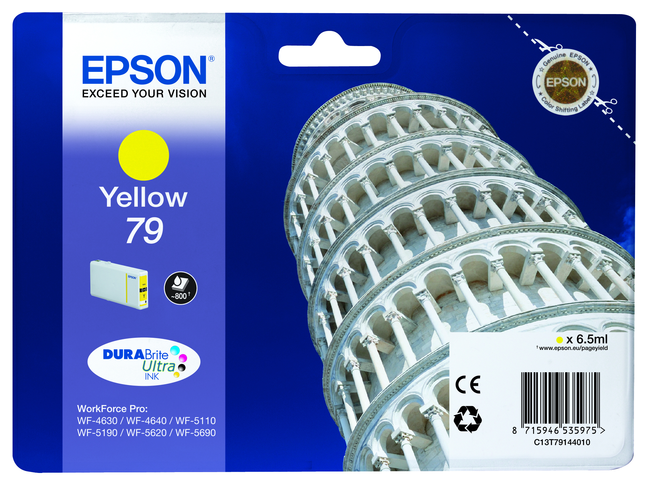 Epson Tower of Pisa Singlepack Yellow 79 DURABrite Ultra Ink single pack / geel