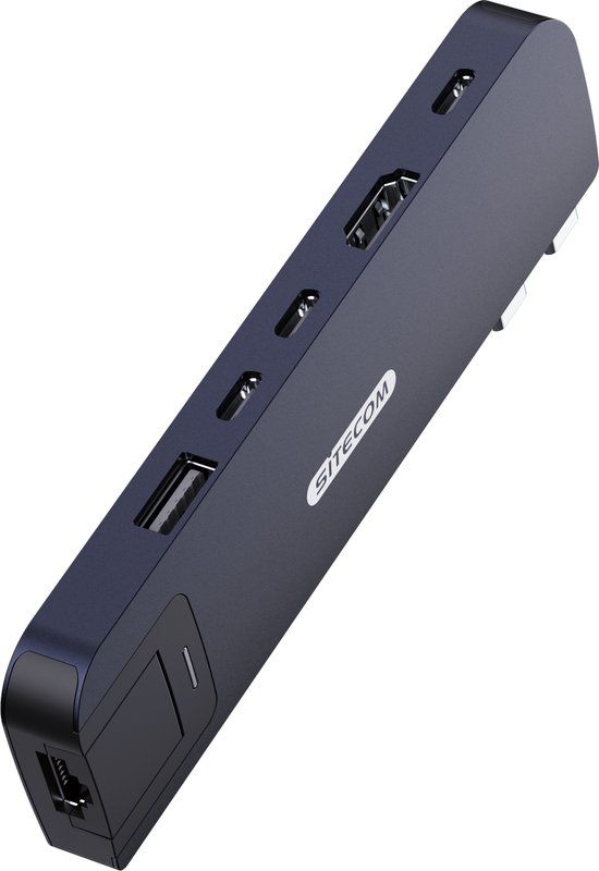 Sitecom 6-in-2 Multiport Hub - Dark Blue - Macbook Air - 100W - 10 Gbps - 4K 60Hz