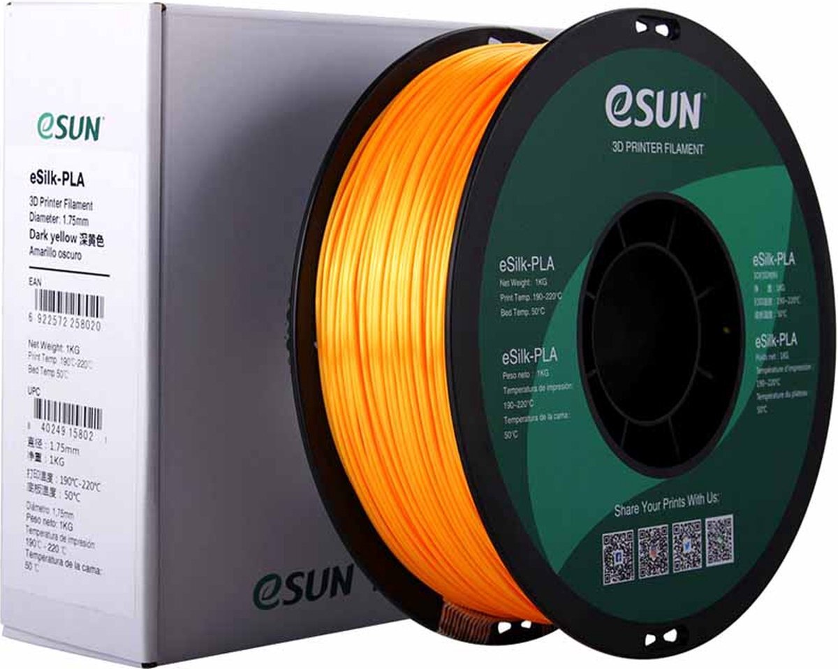ESUN PLA eSilk filament Donker Geel 1,75 mm 1 kg