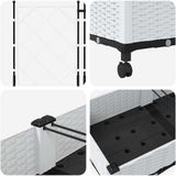 vidaXL Tuinsteker met schutting en wielen 3 st Wit 120 x 40 x 131,5 cm