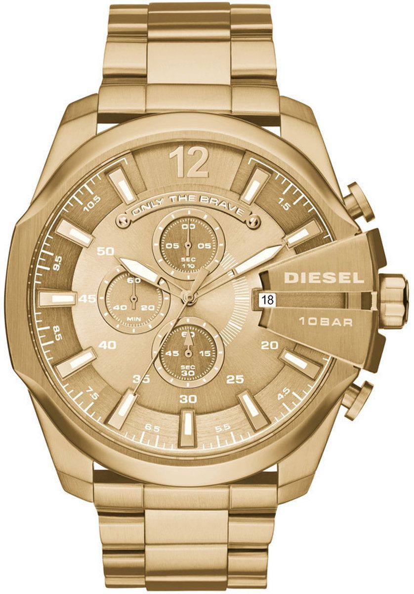 Diesel Mega Chief DZ4360 Herenhorloge 51 mm - Goudkleurig