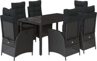vidaXL 7-delige Tuinset met Kussens Poly Rattan Zwart