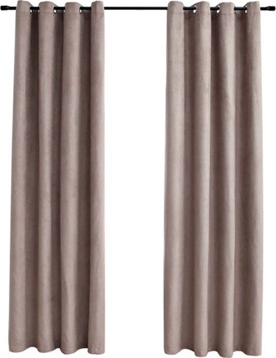 vidaXL Gordijn verduisterend met ringen 2 stuks 140x225 cm taupe