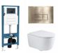 QeramiQ Dely Swirl Toiletset - inbouwreservoir Qeramiq Flush - 35mm zitting - metaal messing geborstelde bedieningsplaat - rechthoekige knoppen - glans wit
