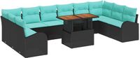 vidaXL Tuinbank Set 11 stuks Zwart Polyrattan