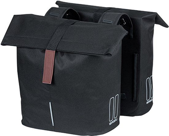 Basil City Dubbele fietstas - Zwart - 32 Liter - Waterafstotend - Achter - Polyether