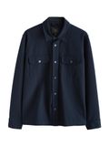 Next Heren Jersey keperstof Overshirt met drukknopen - Navy Blauw