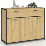 IDMarket - Dressoir 100 cm Detroit 3 portes et 1 tiroir, design industriel