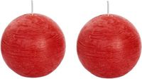 Spaas Rustieke Bolkaars - Rood - 2 Stuks - Ø8 cm - 24 Branduren
