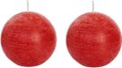 Spaas Rustieke Bolkaars - Rood - 2 Stuks - Ø8 cm - 24 Branduren