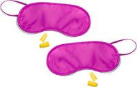 Merkloos / Sans marque Makito Western Europe 4x slaapmasker met oordoppen - roze - verduisterend travel masker - kinderen en volwassenen