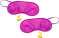 Merkloos / Sans marque Makito Western Europe 4x slaapmasker met oordoppen - roze - verduisterend travel masker - kinderen en volwassenen