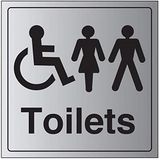 VSafety Algemeen Deur-Gehandicapt/Gents/Dames Toilet Bord - 200mm x 200mm - 3mm Geborsteld Alu Comp