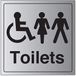 VSafety Algemeen Deur-Gehandicapt/Gents/Dames Toilet Bord - 200mm x 200mm - 3mm Geborsteld Alu Comp