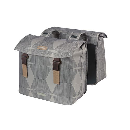 Basil Elegance Dubbele Fietstas - 40L - Chateau Taupe - Achter - Afneembaar