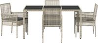 vidaXL Tuin Eettafel Set 5-delig Lichtgrijs Poly Rattan