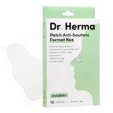 Dr. Herma puistpleisters, geschikt voor de neus, resultaten in 6-8 uur, dermatologisch getest, salicylzuur, hydrocolloïden, theeboomolie, doos met 10 pleisters