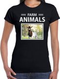 Bellatio Decorations Bol Dieren foto t-shirt Geit - zwart - dames - farm animals - cadeau shirt Geiten liefhebber S