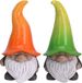 Nains de jardin 2x polystone 23 cm gnomes avec chapeau orange et vert