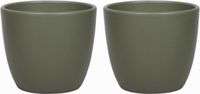 Floran Pot de fleurs - 2x - vert - mat - céramique - 22 x 19 cm