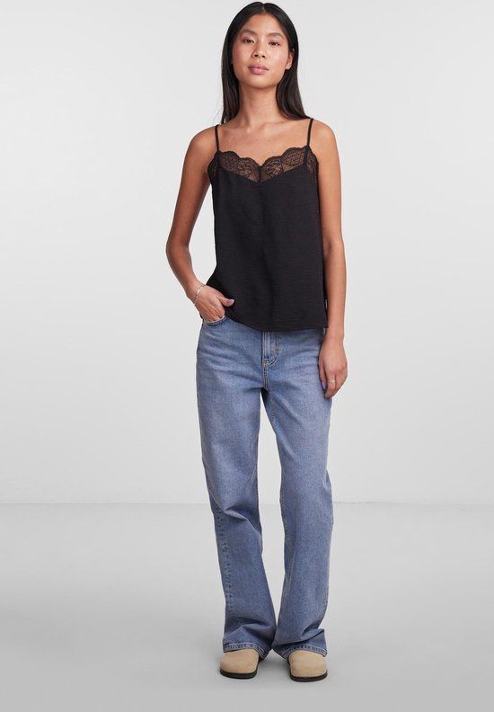 PIECES PCTIFFANY Lace Top - Black - Women's Size M