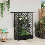 VidaXL Verhoogd bed met trellis en dak zwart 124 x 40 x 121 cm