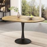 STILVORA Uitschuifbare Eettafel - Ovaal - Eikenkleur/Zwart - 100/140x100x75 cm
