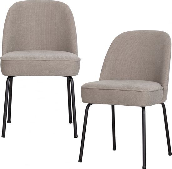 BePureHome Vogue Eetkamerstoelen - Geweven stof - Zand - Set van 2