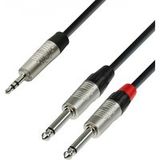 Adam Hall Cables 4 STAR YWPP 0150 Y-kabel REAN 2 x jack TS naar minijack TRS | 1,5 m