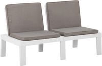 vidaXL Loungebank met kussen kunststof wit