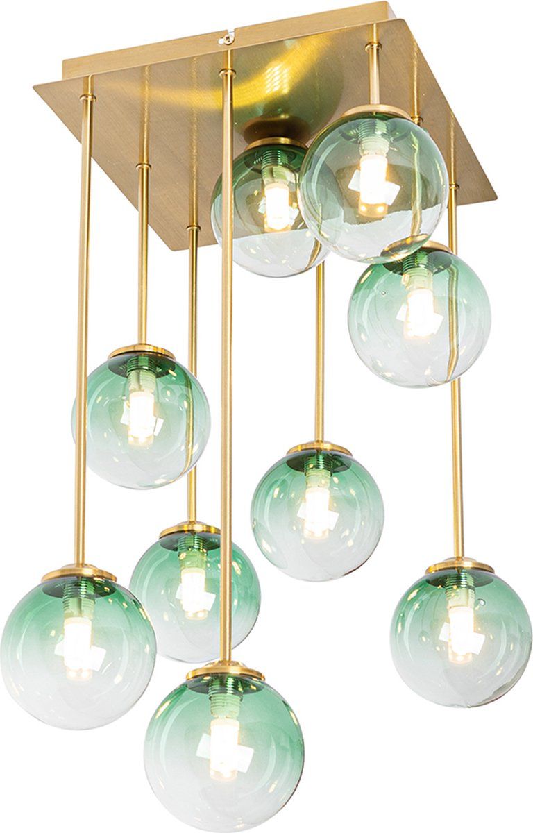 QAZQA Athens Art Deco Plafondlamp - 9 Lichts - Groen