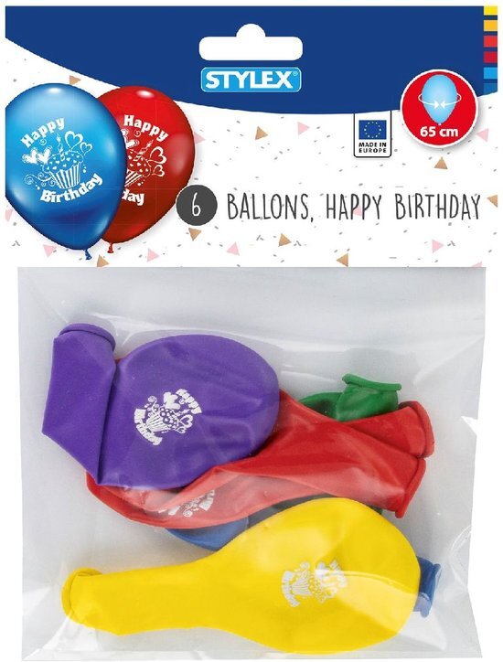 Stylex Happy Birthday Ballonnen 6 Stuks