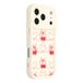 Apple Coque TPU antichoc élégante iPhone 17 Pro avec bords relevés - Blanche / Cerises à nœud
